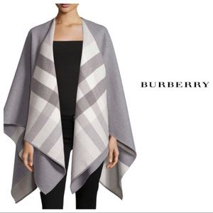 Burberry Charlotte Wool Cape Gray